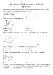 2025-2026学年河南省郑州市二七区某校八年级上学期期末数学试卷（学生版）