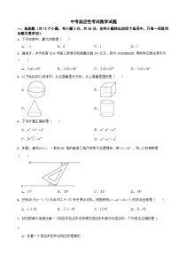 四川省泸州市2026年中考适应性考试数学试题附答案