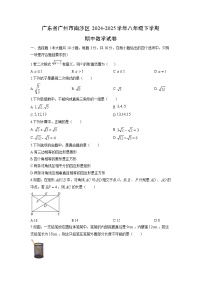 2024-2025学年广东省广州市南沙区八年级下学期期中数学试卷（学生版）
