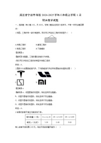 2024-2025学年浙江省宁波市名校八年级上学期1月期末数学试卷（解析版）