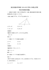 2024-2025学年浙江省嘉兴市名校八年级上学期期末考试 数学试卷（解析版）