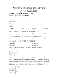 2025-2026学年广东河源市龙川县九年级下学期第一次学情自测数学试卷（学生版）