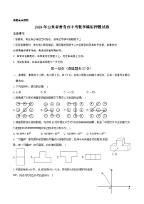 2026年山东省青岛市中考模拟数学复习模拟试题含答案