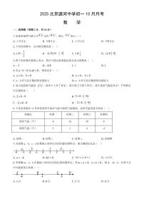 北京市通州区潞河中学2025-2026学年七年级上学期10月月考数学试题（含答案）