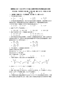 湘教版2025—2026学年八年级上册数学期末考试强化提分训练