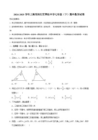 2024-2025学年上海市闵行区莘松中学七年级（下）期中数学试卷 （含解析）
