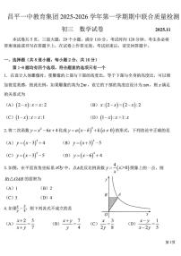 北京市昌平一中学教育集团2025-2026学年九年级上学期11月期中考试数学试卷（含答案）