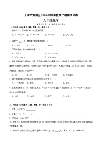上海市黄浦区2026年中考模拟数学自编试卷含答案