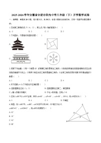 2025-2026学年安徽省合肥市阳光中学八年级（下）开学数学试卷-自定义类型