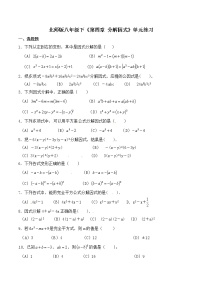 北师大版八年级下册第四章 因式分解综合与测试免费同步训练题