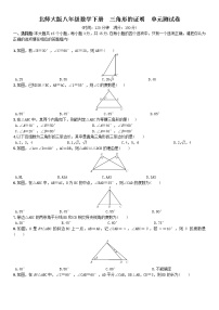 北师大版八年级下册第一章 三角形的证明综合与测试单元测试复习练习题