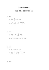 北师大版数学八年级上册期末复习：代数、方程、函数计算训练（二）