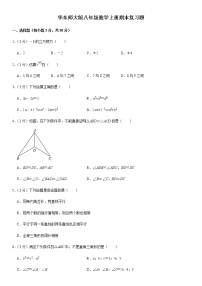 华东师大版八年级数学上册期末复习题（含答案）