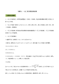 2021年中考数学专题复习 专题11 一元二次方程及其应用（教师版含解析）