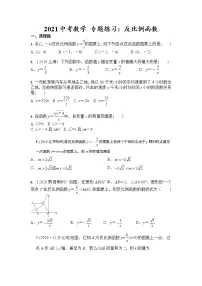 2021年九年级中考数学 专题练习:反比例函数