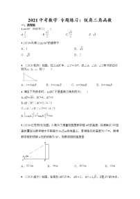 2021年九年级中考数学 专题练习：锐角三角函数（含答案）