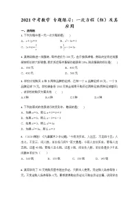 2021年九年级中考数学 专题练习：一次方程（组）及其应用（含答案）