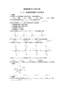 初中数学湘教版八年级下册4.3 一次函数的图象复习练习题