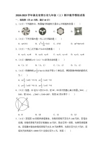 2018-2019学年湖北省黄石市九年级（上）期中数学模拟试卷