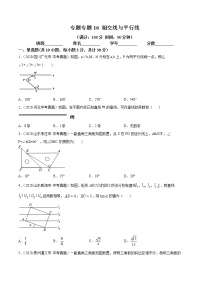 2021年中考数学：专题16 相交线与平行线（专题测试 原卷及解析卷）