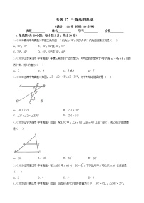 2021年中考数学：专题17 三角形的基础（专题测试 原卷及解析卷）