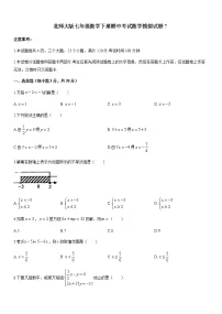 北师大版七年级数学下册期中考试数学模拟试题7(含答案)