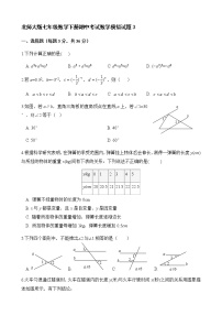 北师大版七年级数学下册期中考试数学模拟试题3（含答案）