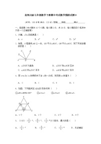 北师大版七年级数学下册期中考试数学模拟试题9（含答案）