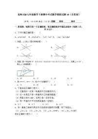 北师大版七年级数学下册期中考试数学模拟试题10（含答案）