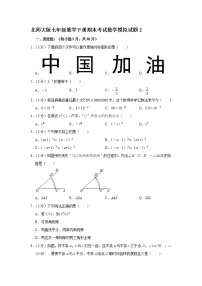 北师大版七年级数学下册期末考试数学模拟试题2(含答案)