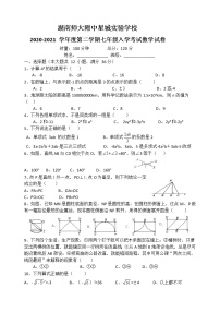 湖南省师大附中星城实验中学2020-2021学度第二学期七年级数学入学考试