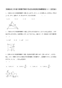 试卷 最新苏科版数学八年级下册期中考试几何选填压轴题精选（1）