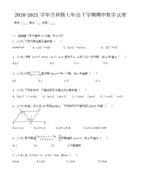 苏科版2020-2021学年七年级下学期期中数学试卷 （解析版）3