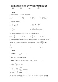 试卷 上海市金山区2020-2021学年八年级上学期期中数学试题（word版 含答案）