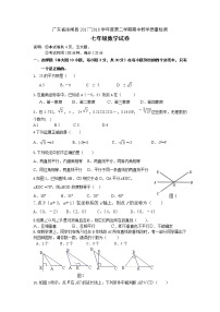 试卷  广东省湛江市徐闻县2017-2018学年七年级下学期期中考试数学试题