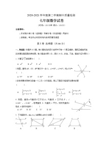 山东省潍坊市潍城区2020-2021学年七年级下学期期中考试数学试题（word版 含答案）