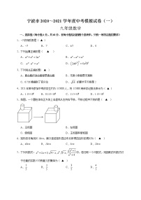 2021年浙江省宁波市中考模拟数学试卷（一）