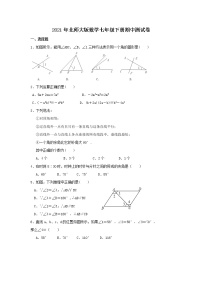 2021年北师大版数学七年级下册期中测试卷六（含答案）