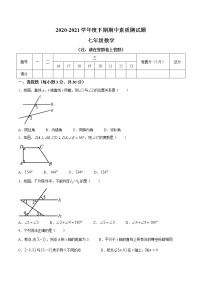 河南省驻马店市汝南县2020-2021学年七年级下学期期中数学试题（word版有答案）