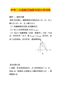 中考二次函数压轴题专题分类训练