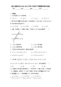 浙江省嘉兴市2020-2021学年七年级下学期期中数学试题（word版 含答案）