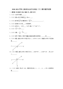 上海市宝山区2020-2021学年七年级下学期期中考试 数学试卷（word版 含答案）