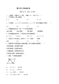 2020-2021学年人教版数学七年级下册期中复习检测试卷