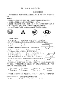 苏教版七年级下册数学期末考试试卷 5