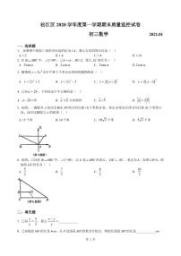 2021年上海市松江区中考数学一模卷(配答案)