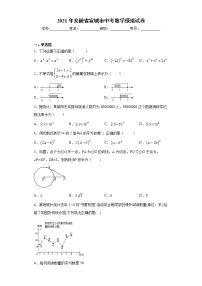 2021年安徽省宣城市中考数学模拟试卷(word版含答案）