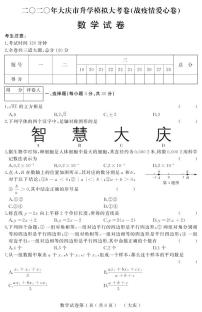 黑龙江省大庆市2020届九年级升学模拟大考（战疫情爱心卷）数学试题（pdf版，无答案）