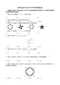 江苏省苏州市备考2021年中考数学模拟卷 （word版 含答案）