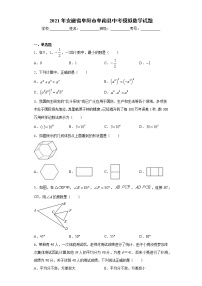 2021年安徽省阜阳市阜南县中考模拟数学试题（word版 含答案）