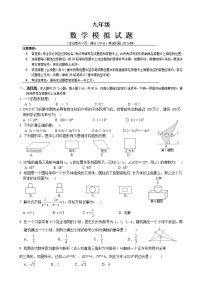 2021年湖北省宜城市中考冲刺模拟训练数学试题（二）（word版 含答案）